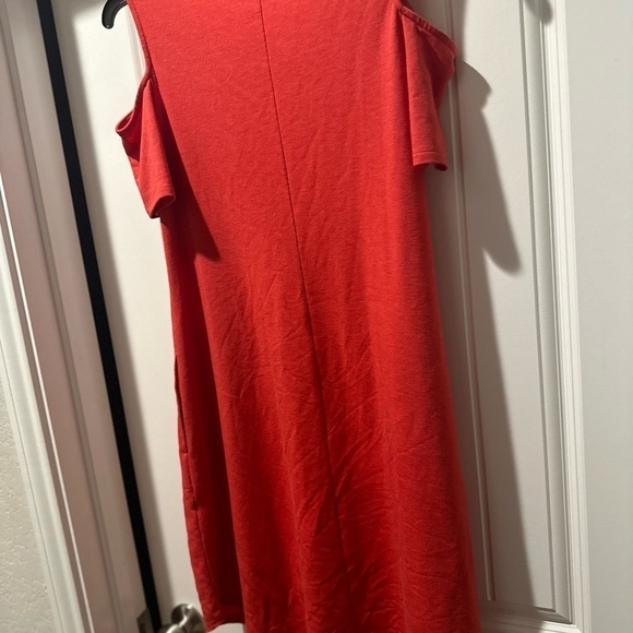 Soft Surroundings Coral Cold Shoulder Swing Dress w/Pockets Casual Size Small - Picture 9 of 9